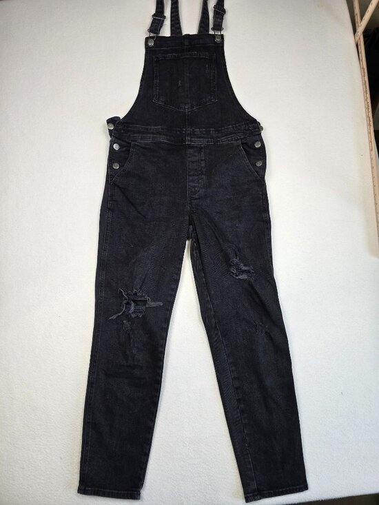Old Navy Pants - Old Navy Womens Black Denim Distressed Overalls Size 6